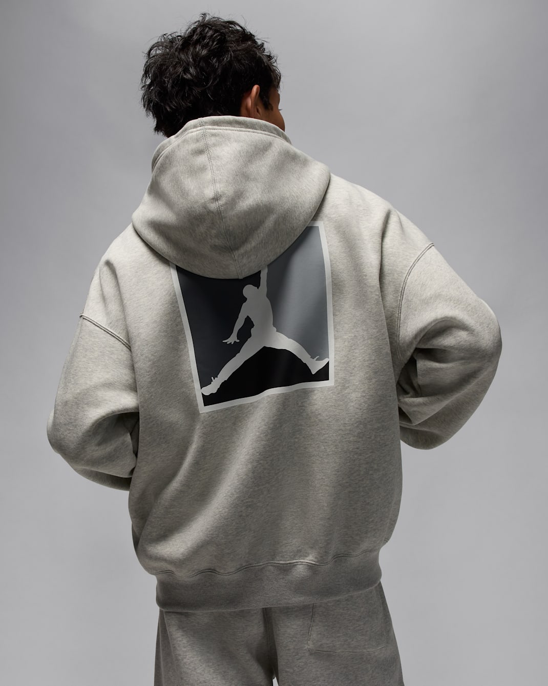 Sudadera con gorro sin cierre con gráfico para hombre Jordan Brooklyn Fleece - Gris jaspeado/Blanco