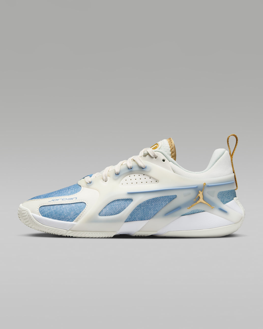 Jordan Heir Series "Denim and Gold" Kadın Basketbol Ayakkabısı - Sail/Work Blue/Hydrogen Blue/Metallic Gold