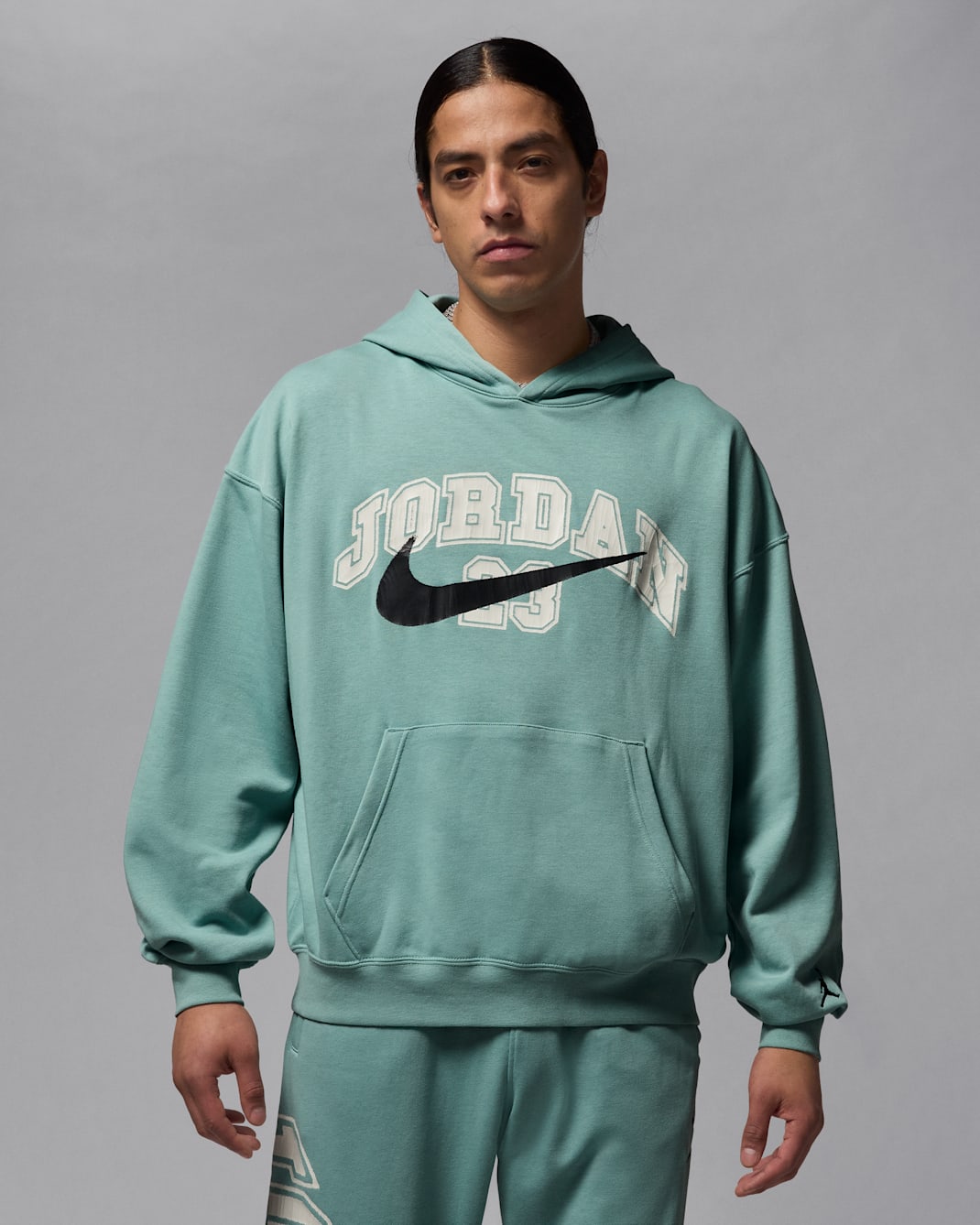 Jordan MVP Men's Oversized French Terry Pullover Hoodie - Mineral/Black