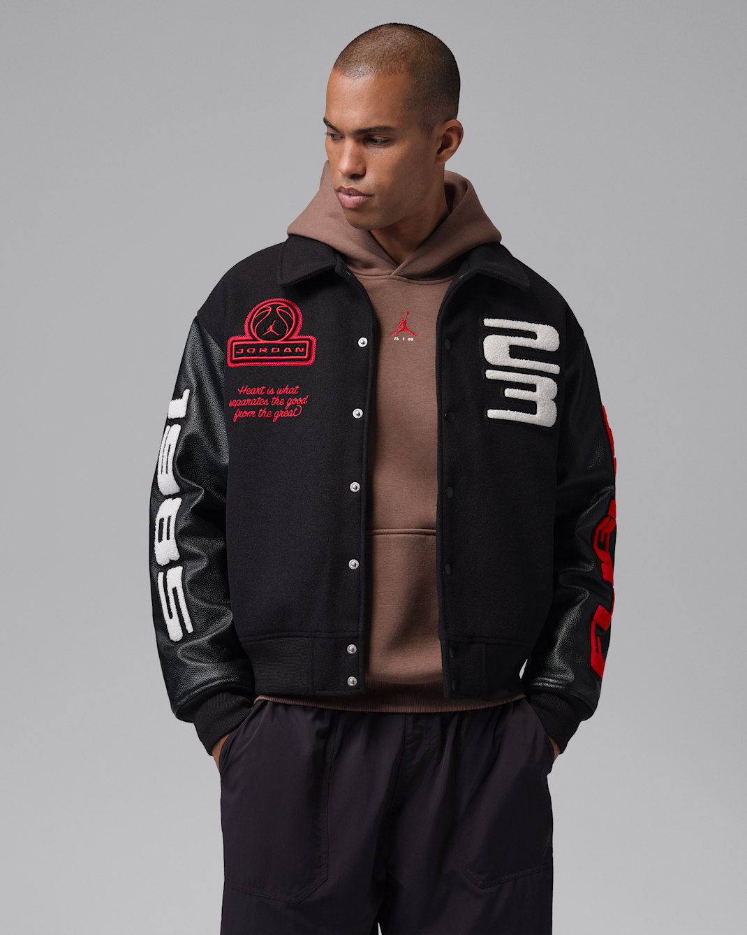 Jordan Flight Men's Varsity Jacket - Black/Black/University Red
