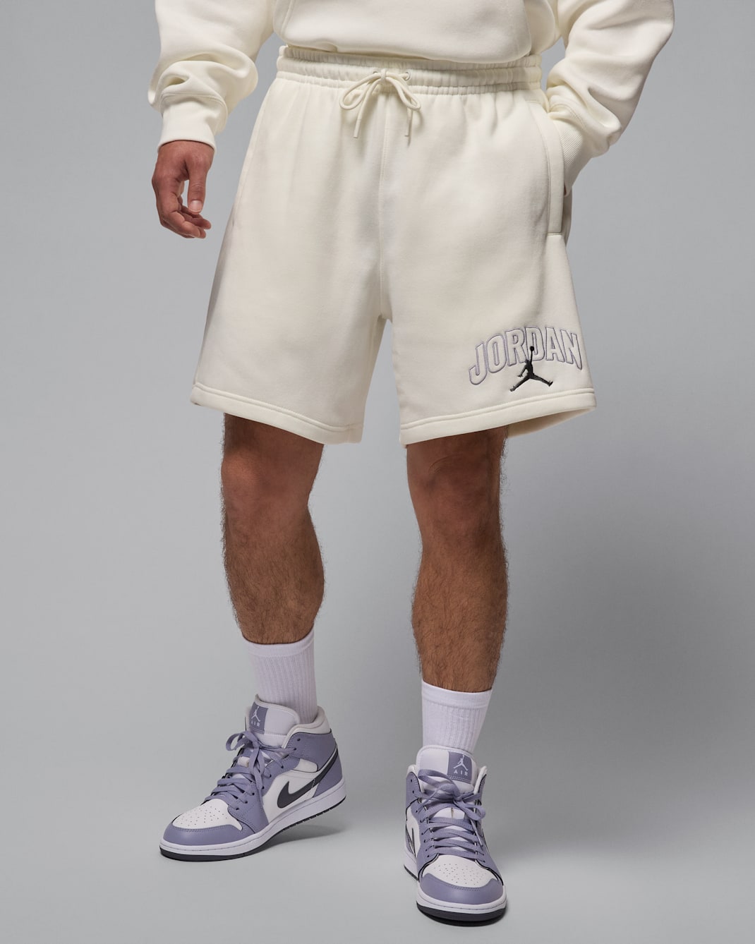 Shorts con grafica Jordan Brooklyn Fleece – Uomo - Sail/Grigio scuro