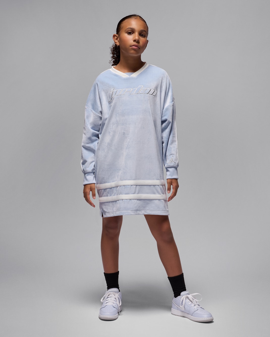 Vestido de tejido velour para niña talla grande Jordan Mountainside - Fantasma
