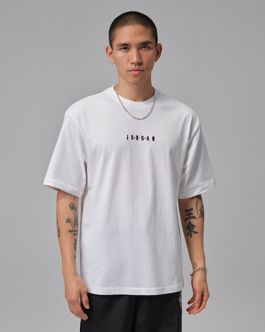Jordan Men's Embroidered T-Shirt - White/Black/Black
