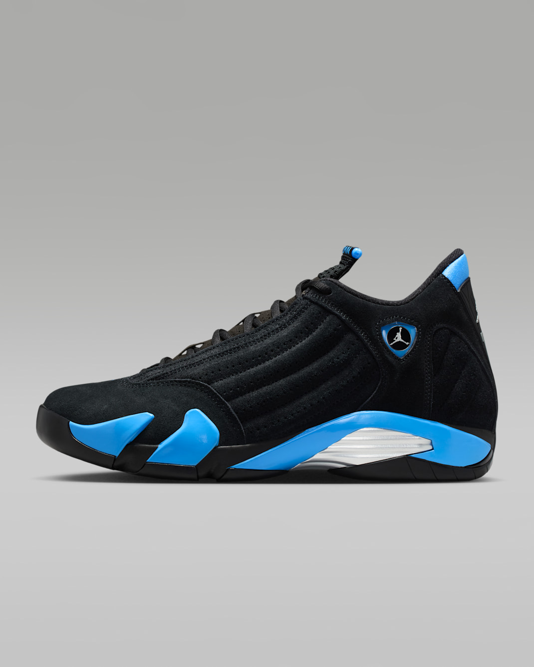 Air Jordan 14 Retro Shoes - Black/University Blue/Metallic Silver/White