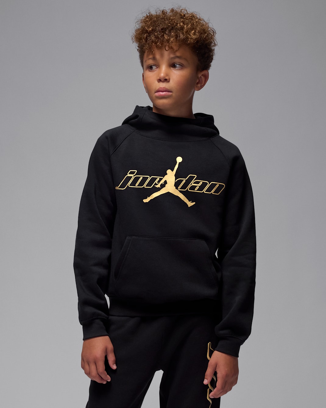 Sudadera con gorro sin cierre de tejido Fleece para niños talla grande Jordan Mountainside - Negro