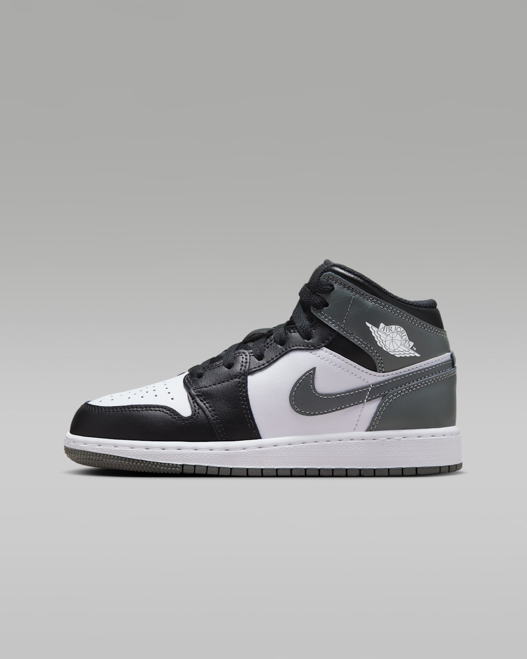 Air Jordan 1 Mid Older Kids' Shoes - Black/White/Iron Grey