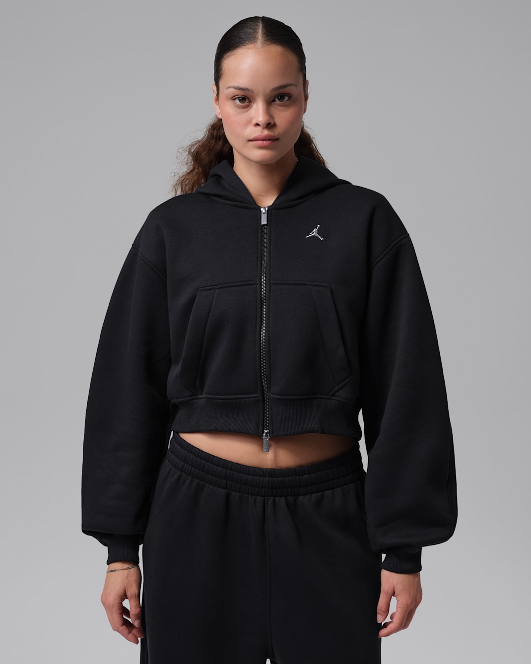 Jordan Brooklyn Women's Cropped Full-Zip Hoodie - Black