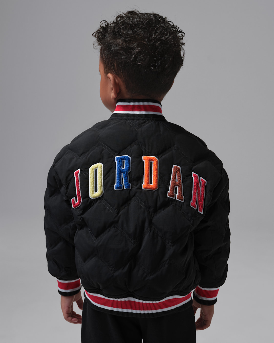 조던 리틀키즈 셔닐 후드 봄버 재킷 - 블랙