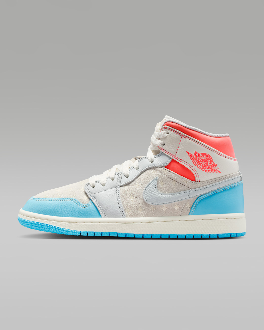 Air Jordan 1 Mid Women's Shoes - Sail/Hot Lava/Muslin/Blue Chill