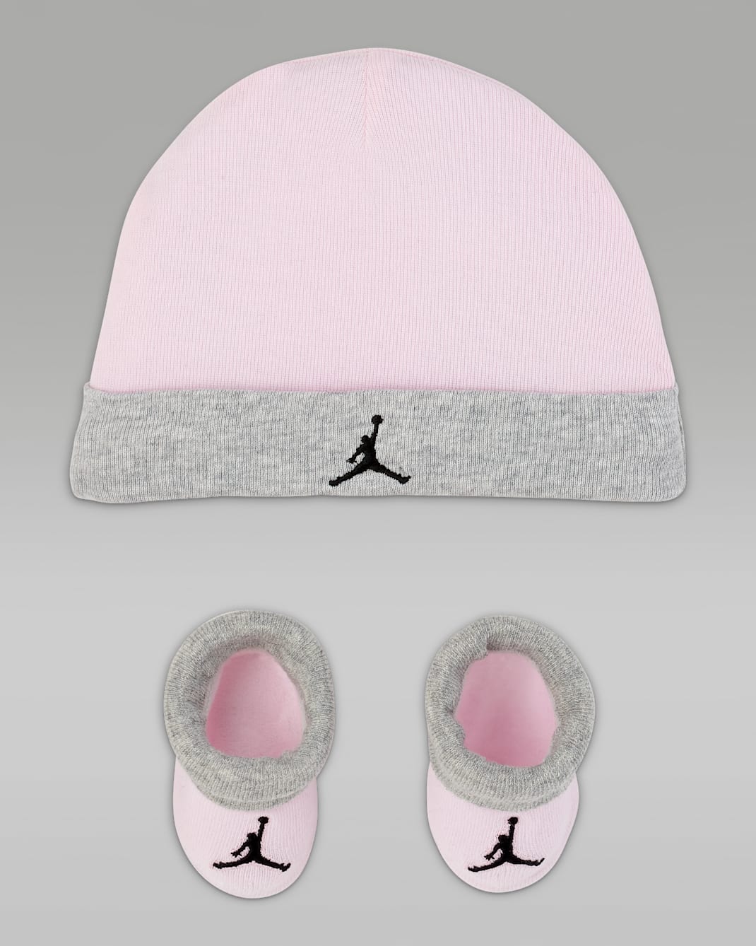 Jordan Baby (0-9M) Hat and Booties Set - Pink Foam
