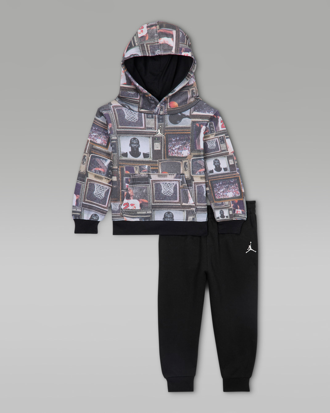Jordan Brooklyn Fleece zweiteiliges Set mit Print (Babys, 12–24 M) - Schwarz