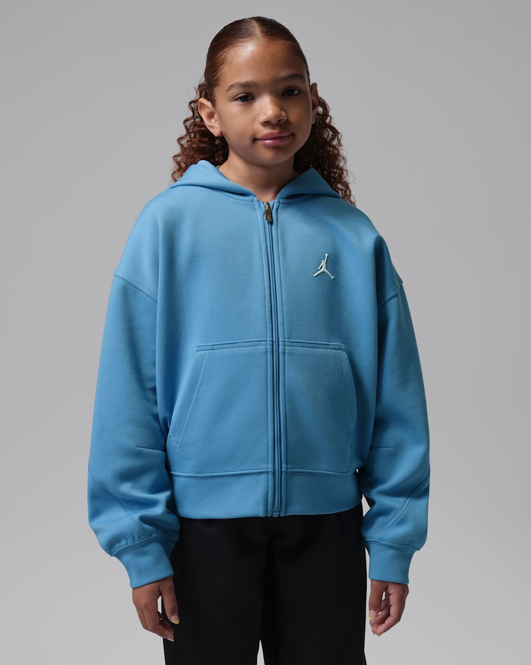 Sudadera con gorro deportiva de cierre completo Dri-FIT Perform para niños talla grande Jordan - Azul extremo