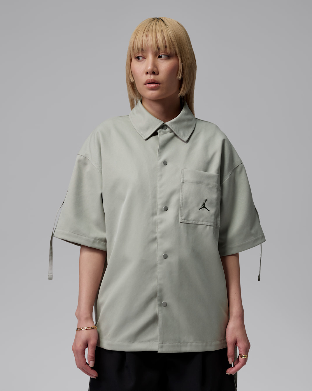 조던 여성 우븐 반팔 탑 - 스프루스 포그