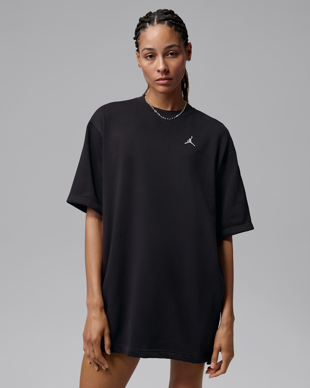 Vestido playera para mujer Jordan Brooklyn Fleece - Negro/Blanco