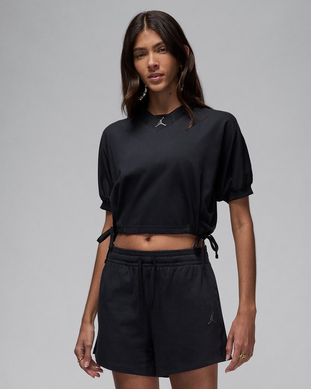 Jordan knit croptop voor dames - Zwart/Iron Grey