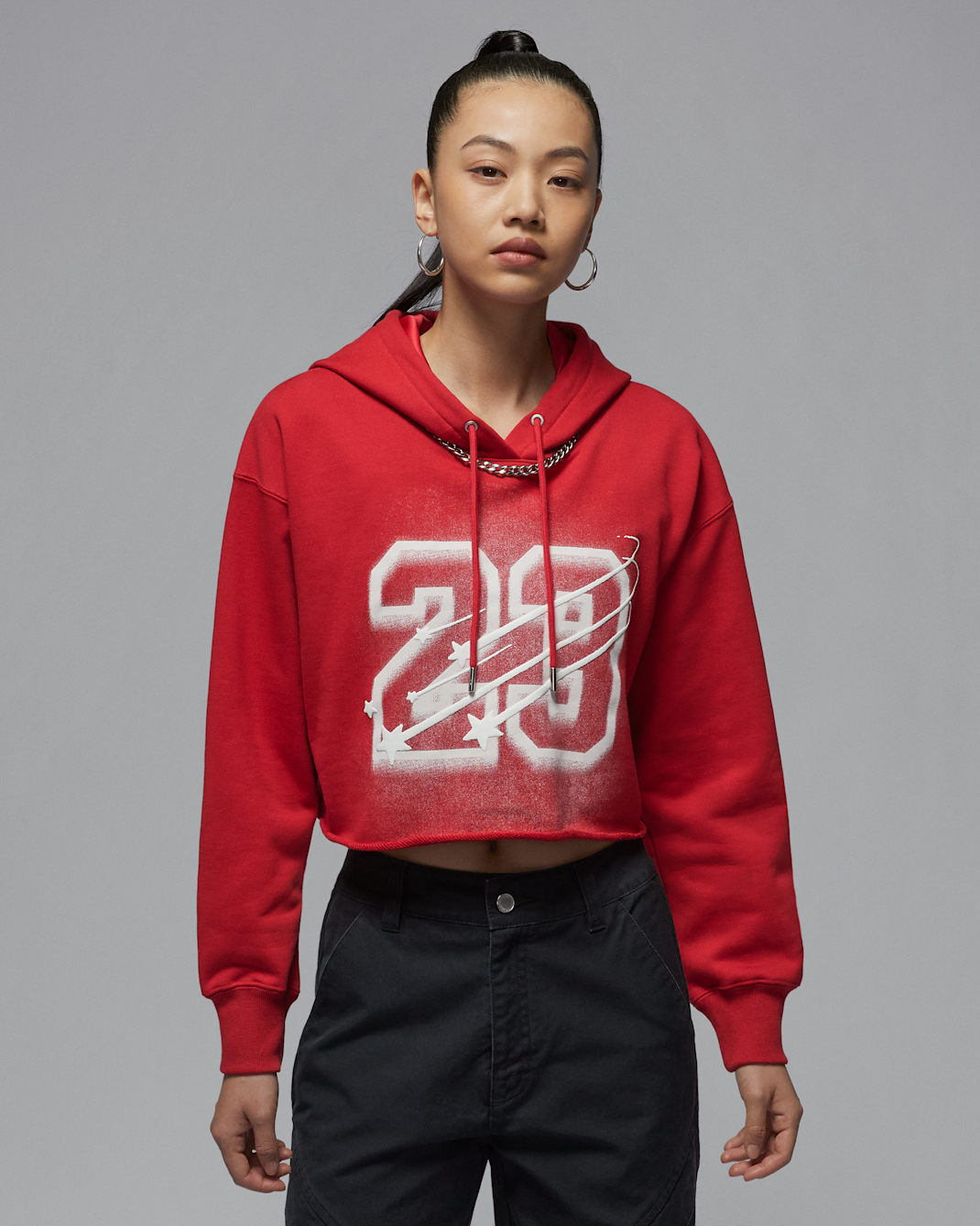 Jordan Flight Fleece Women's Cropped Satin-Lined Hoodie - Varsity Red