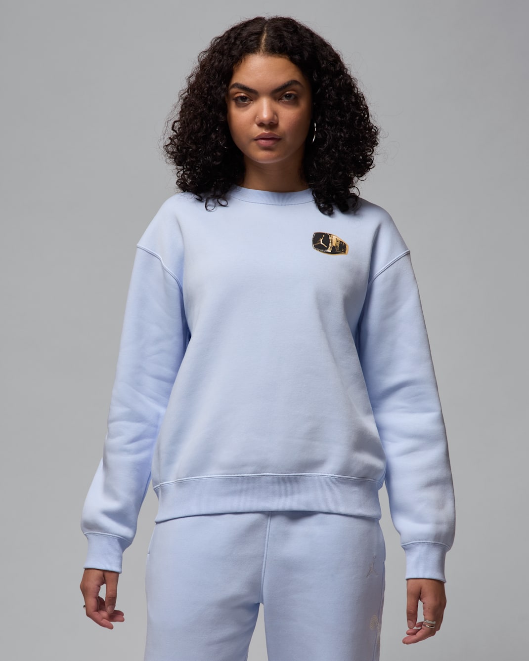เสื้อวอร์มคอกลมผู้หญิง Jordan Brooklyn Fleece - Hydrogen Blue/Sail