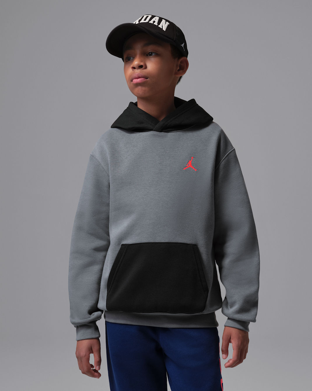 Sudadera con gorro sin cierre para niños talla grande Jordan Brooklyn Fleece - Negro