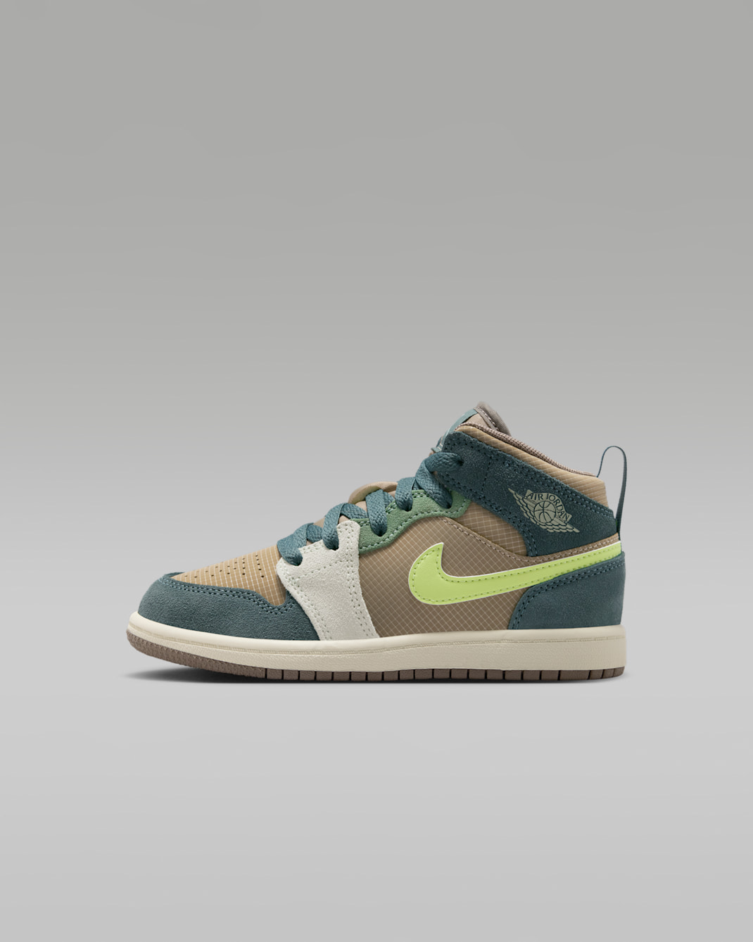 Tenis para niños de preescolar Jordan 1 Mid SE - Caqui/Hasta/Gris oliva/Toque de limón claro