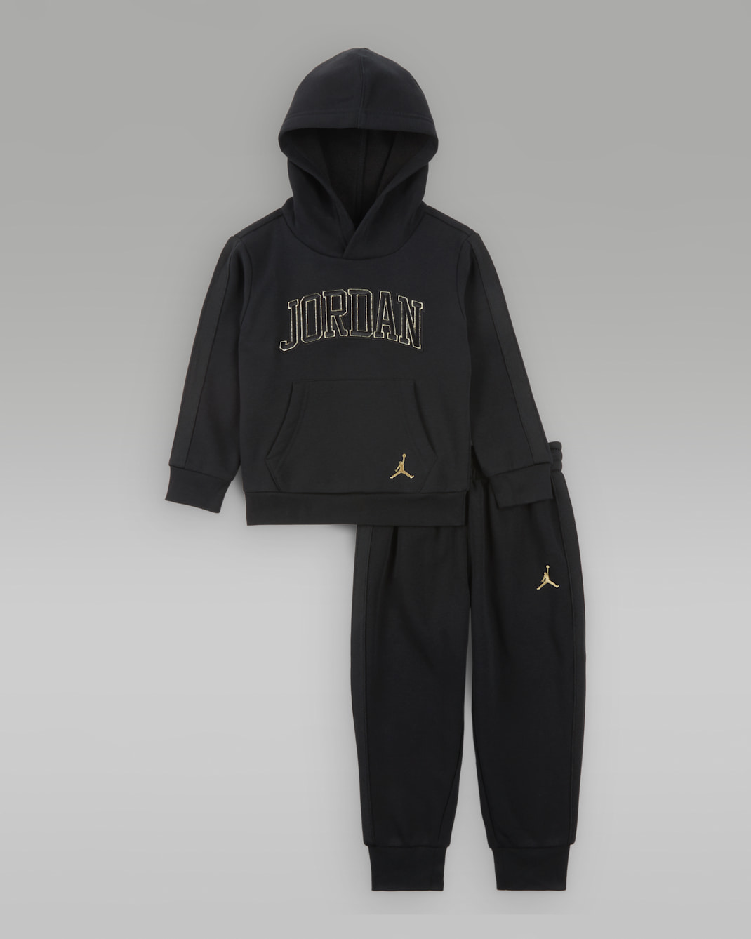 Conjunto de 2 piezas de sudadera con gorro sin cierre infantil Jordan "See Me Shine" - Negro