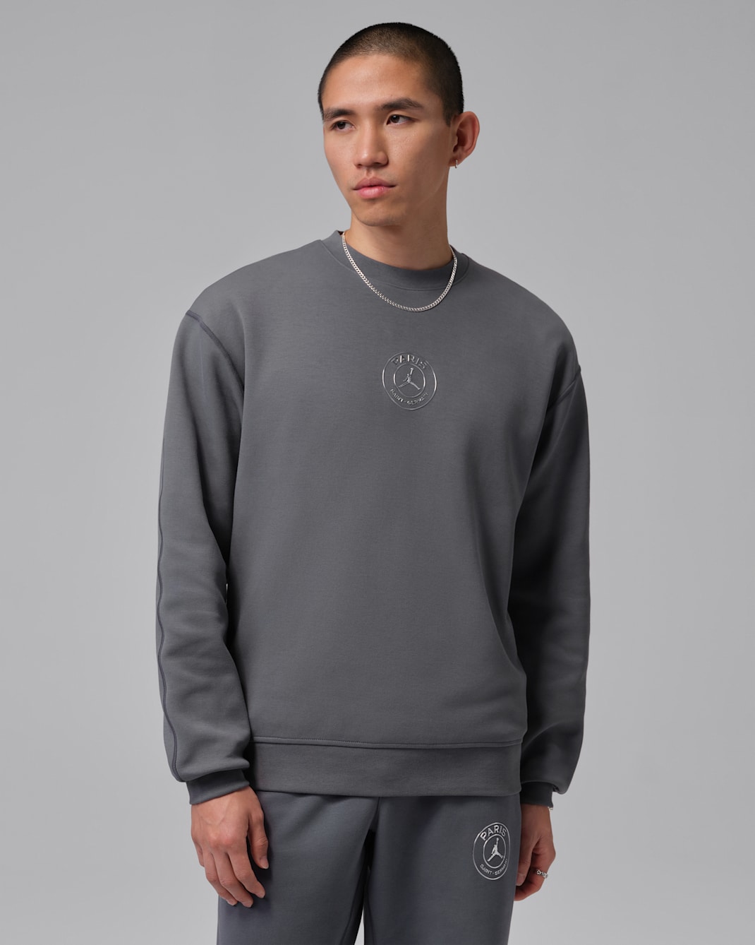 파리 생제르맹 후프 플리스 남성 크루넥 스웻셔츠 - 라이트 그래파이트