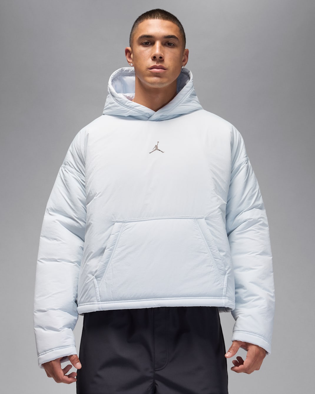 ジョーダン フライト メンズ パッディド マウンテンサイド プルオーバー パーカー - ピュアプラチナム/ブラック