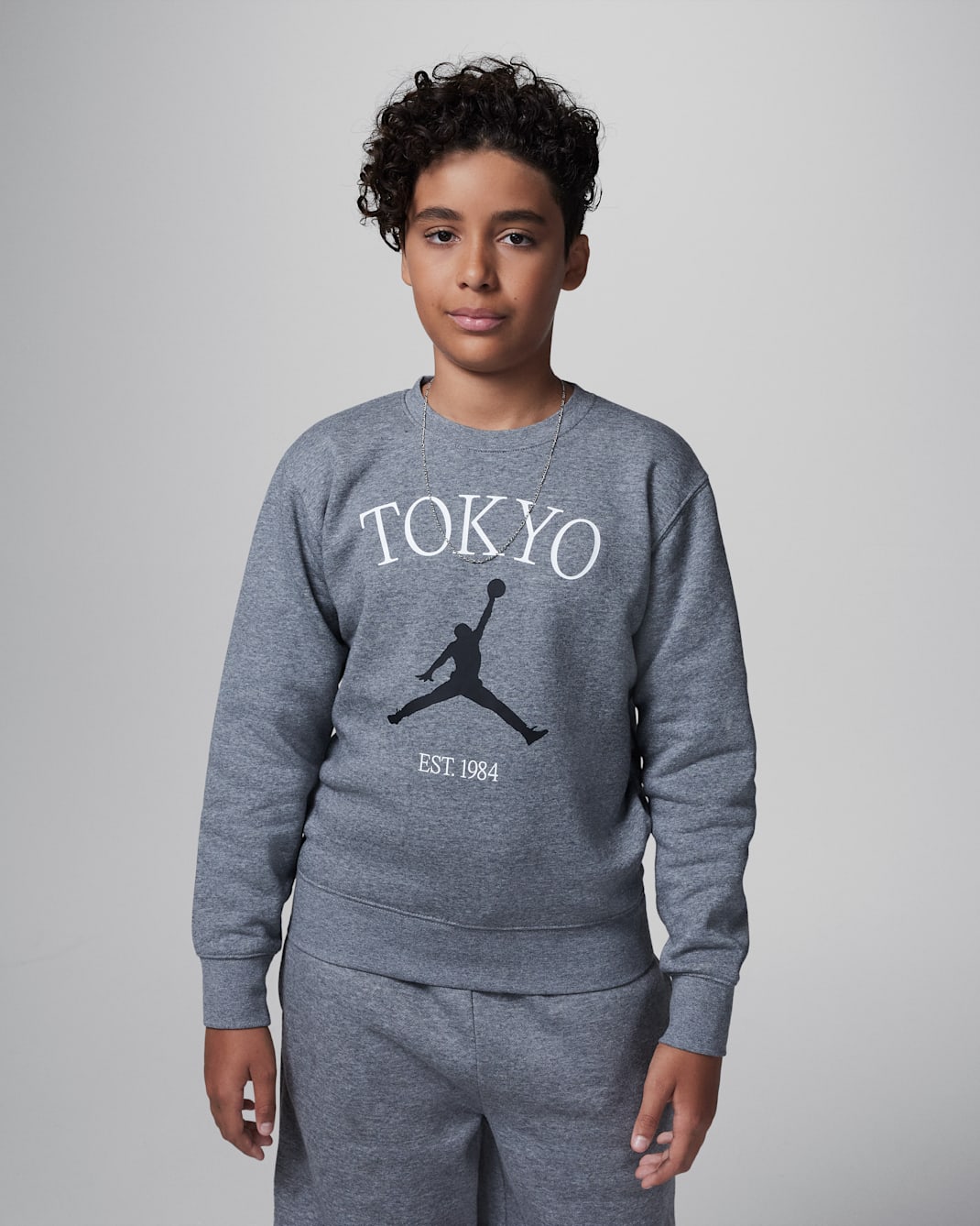 Jordan Big Kids' MJ Tokyo City Crew - Carbon Heather