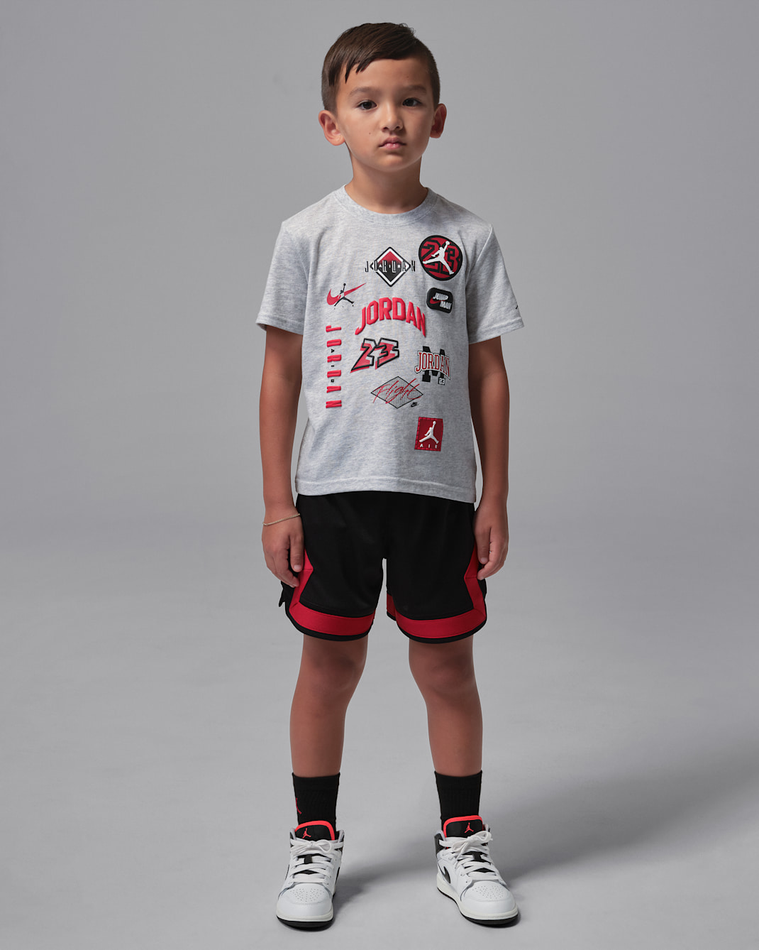 Jordan Little Kids' Dynasty Patch T-Shirt and Mesh Shorts Set - Black