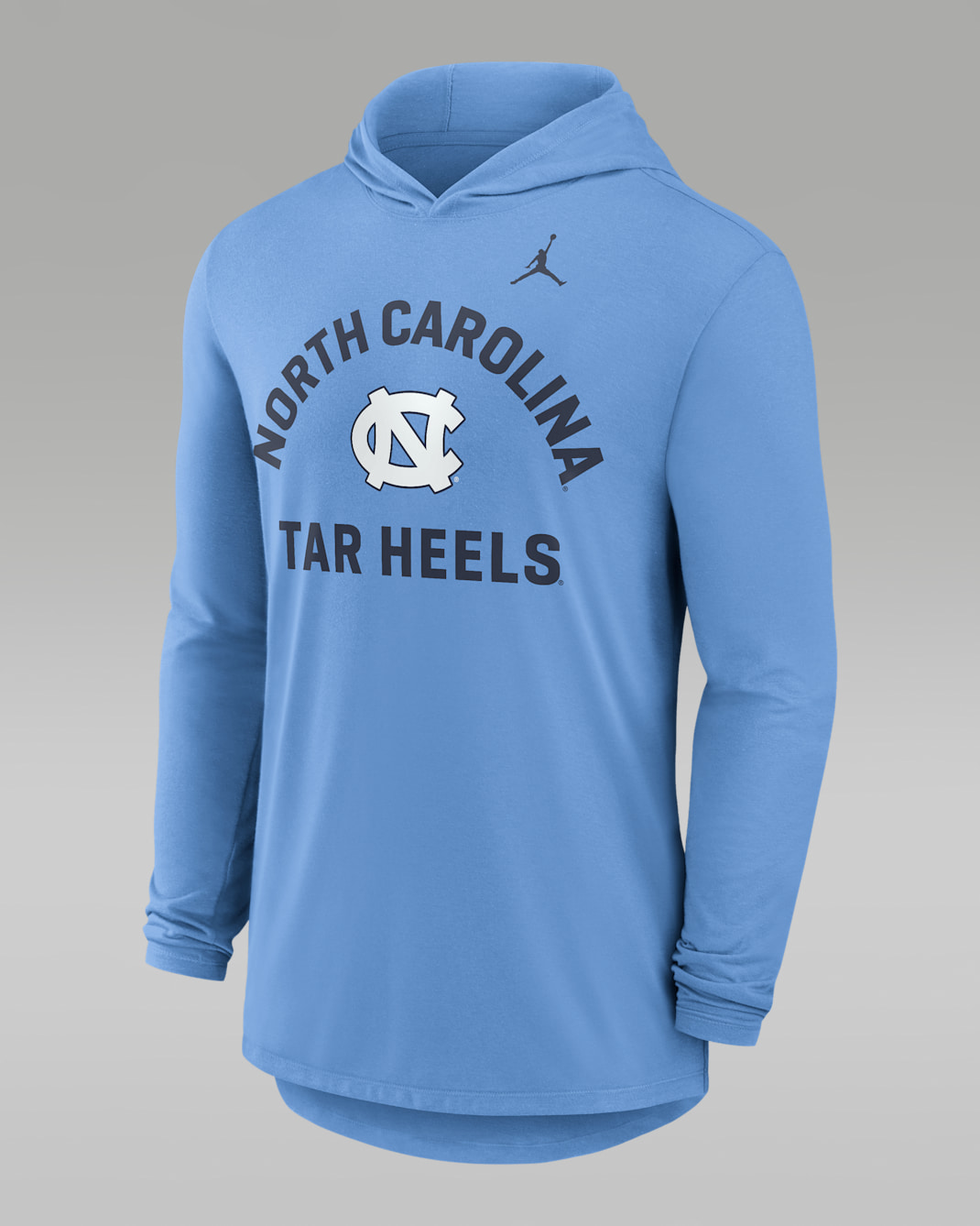 North Carolina Primetime Arch Men's Jordan Dri-FIT College Long-Sleeve Hooded T-Shirt - Light Blue