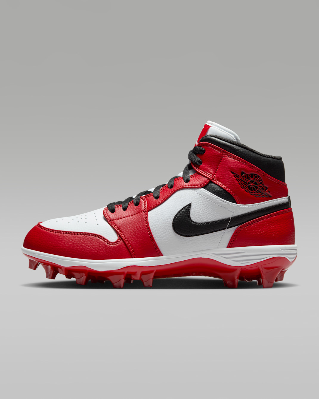 Jordan 1 Mid TD Men's Football Cleat - White/Varsity Red/Black
