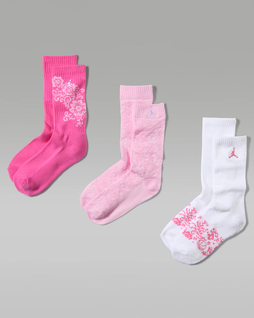 Calcetas de encaje floral para niños (3 pares) Jordan - Rosa gimnasio