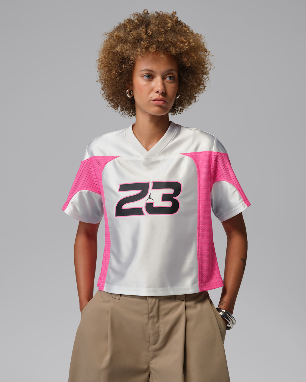 เสื้อแข่งผู้หญิง Jordan Flight - ขาว/Pinksicle/ดำ