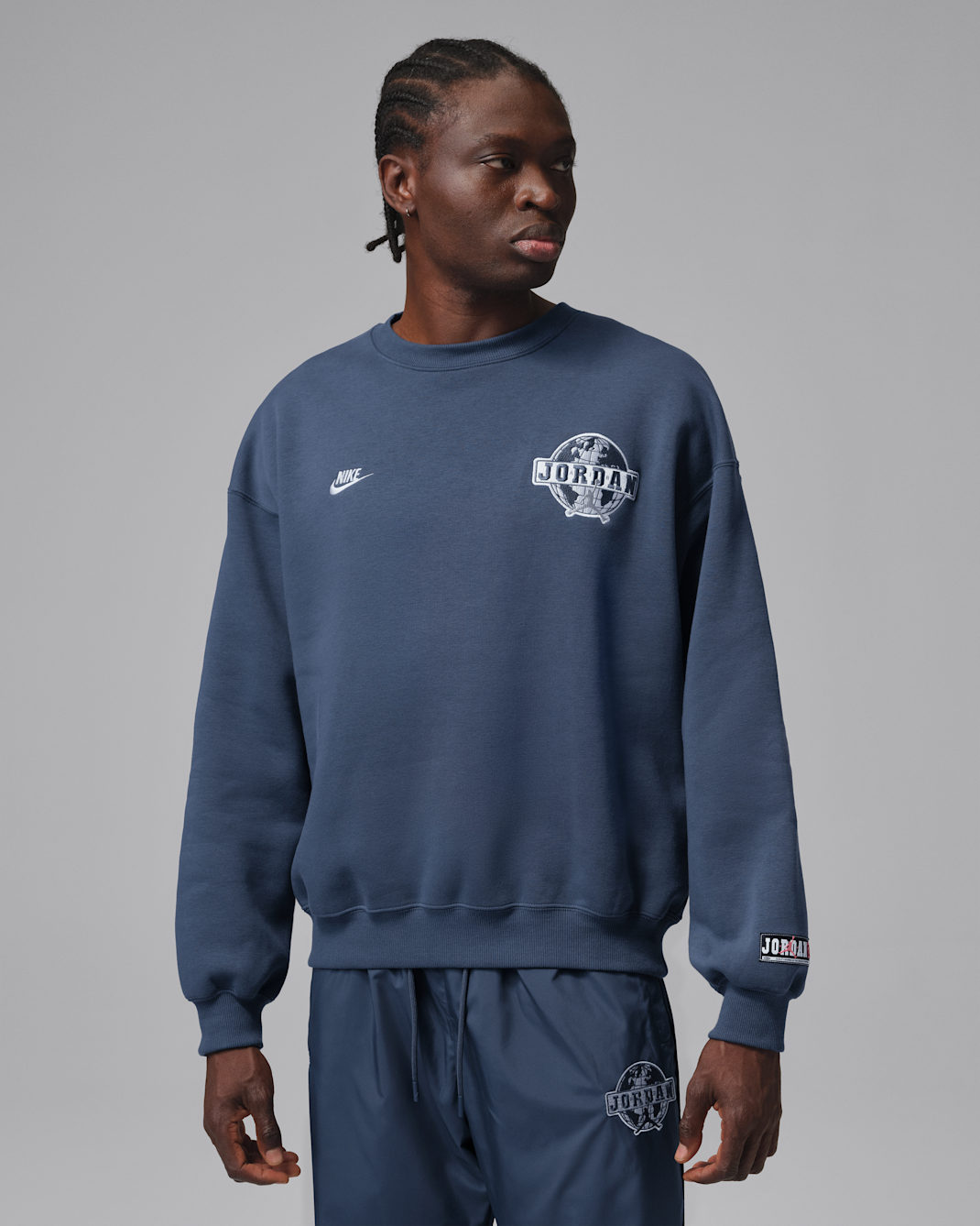 Jordan Brooklyn Men's Crew-Neck Sweatshirt - Squadron Blue/Aura