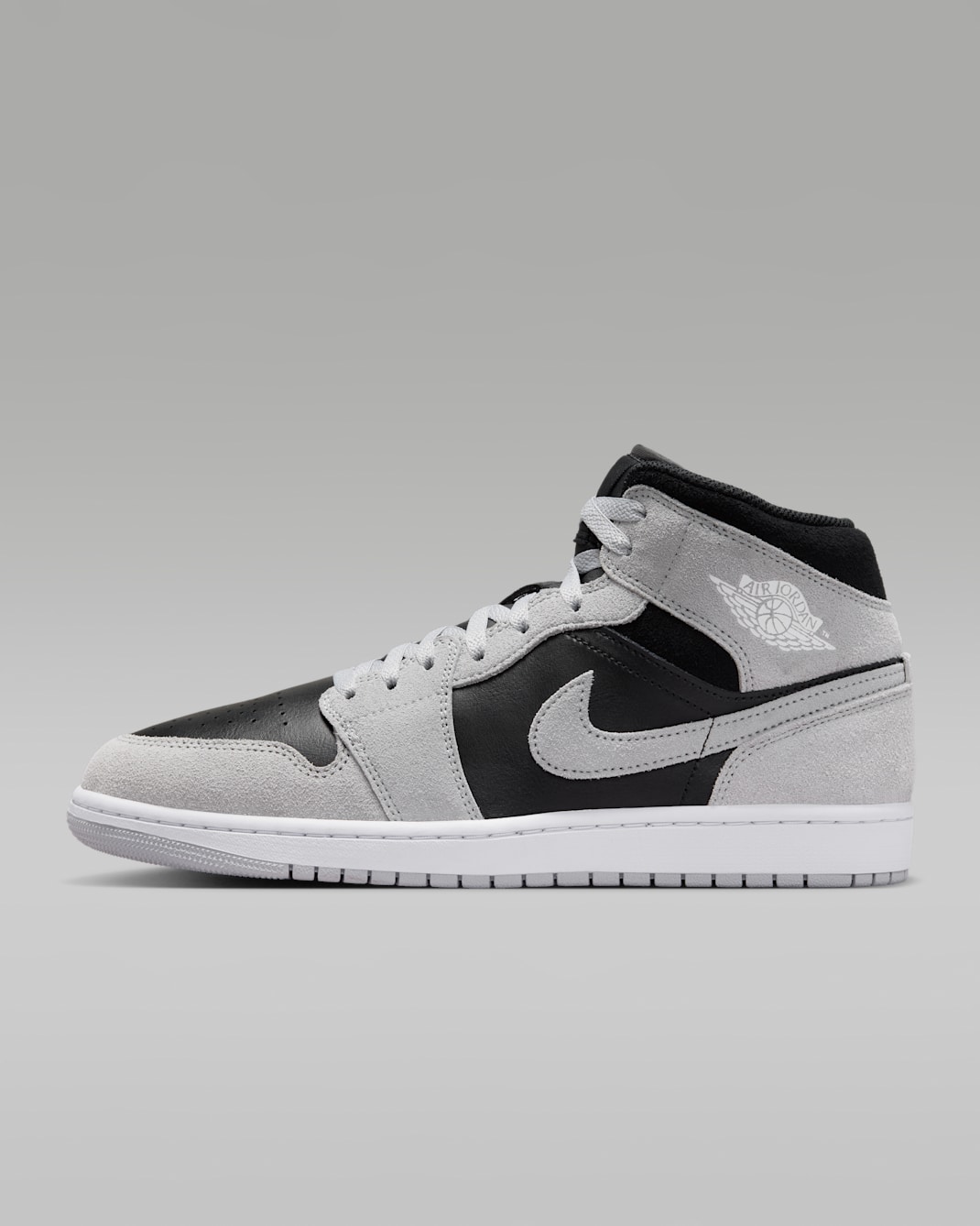 Air Jordan 1 Mid-sko til mænd - Light Smoke Grey/sort/hvid