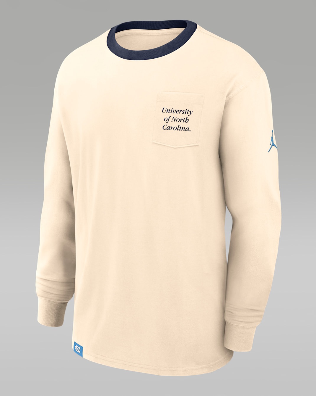 Playera de manga larga universitaria marca Jordan para hombre North Carolina - Natural
