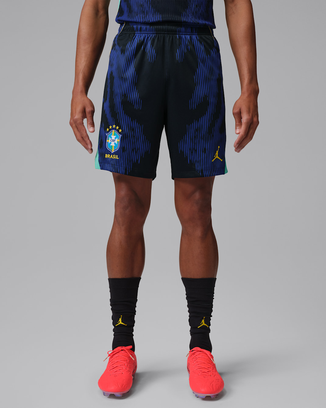 브라질 2026 스타디움 어웨이 남성 조던 드라이 핏 축구 레플리카 쇼츠 - 올드 로얄/블랙