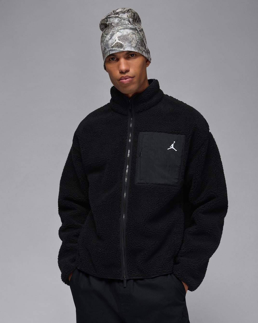 Jordan Flight Men's Mountainside Faux Fur Jacket - Black/White