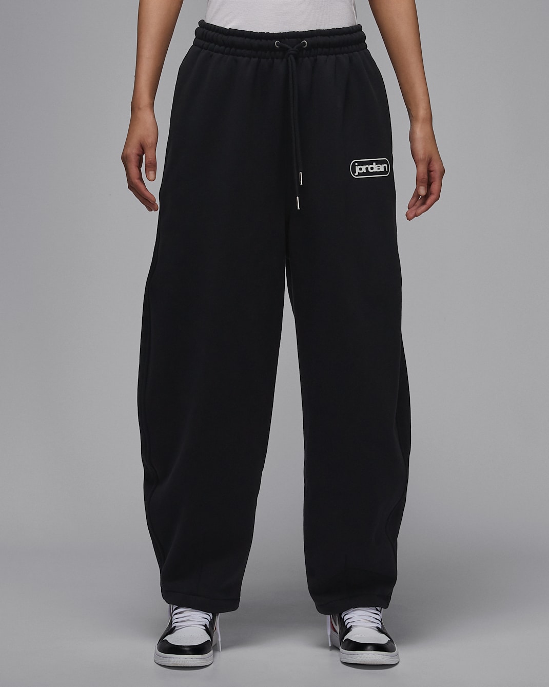 조던 플라이트 플리스 여성 배기 팬츠 - 블랙/세일