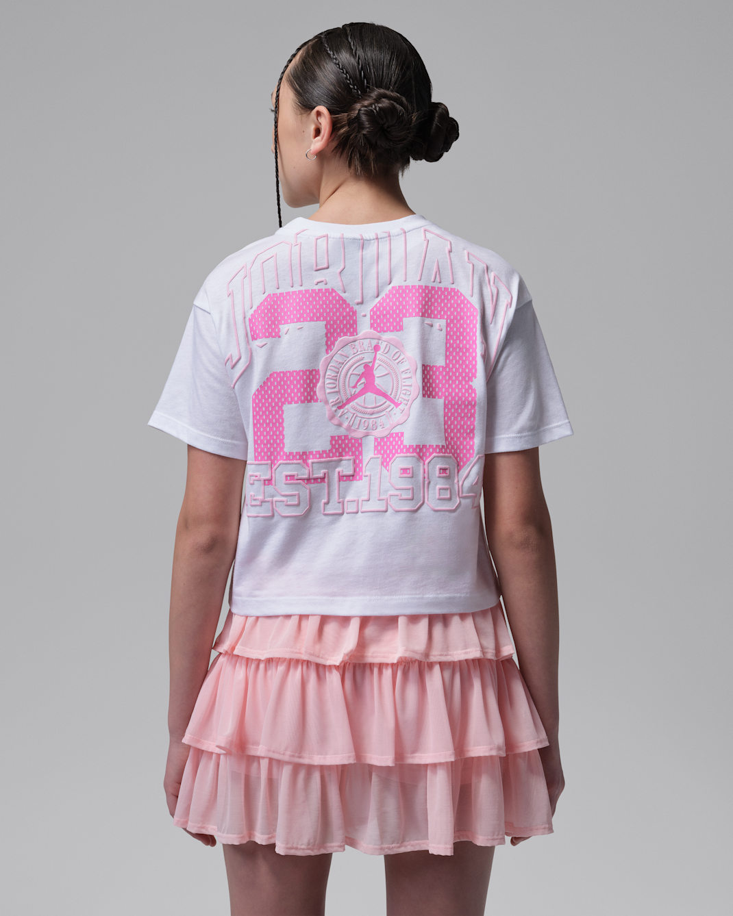Κολεγιακό T-Shirt Secret Garden Jordan για μεγάλα παιδιά - Λευκό