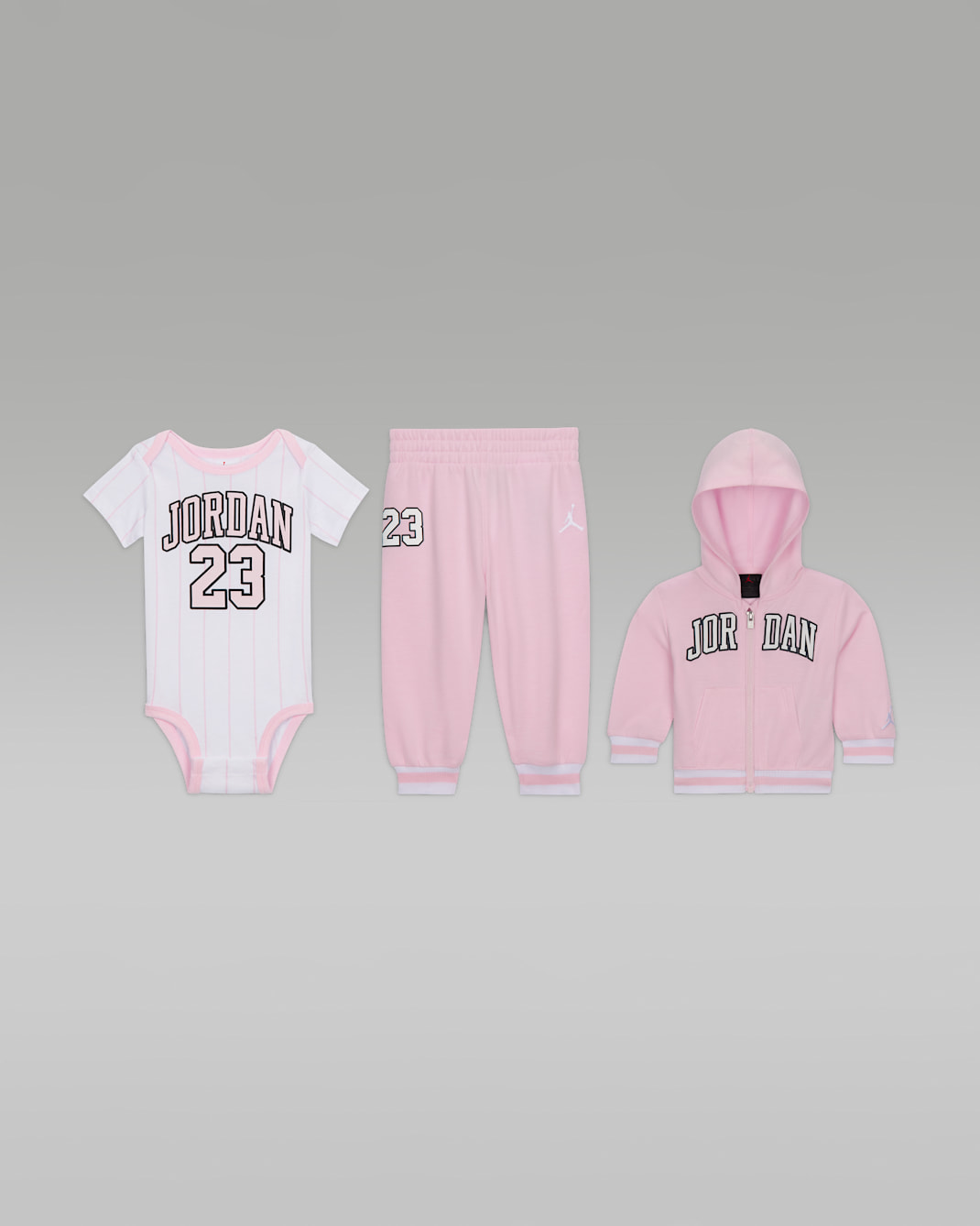 Jordan Baby (0-6M) 23 Jersey 3-Piece Full-Zip Hoodie Set - Pink Foam