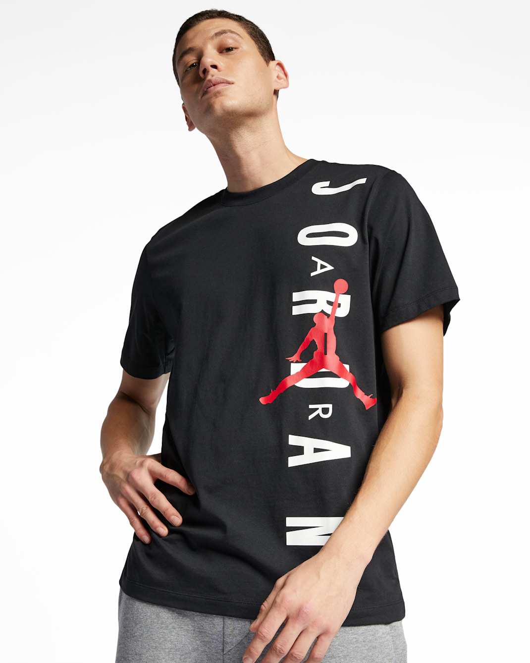 ジョーダン バーティカル メンズ Tシャツ - ブラック/ジムレッド