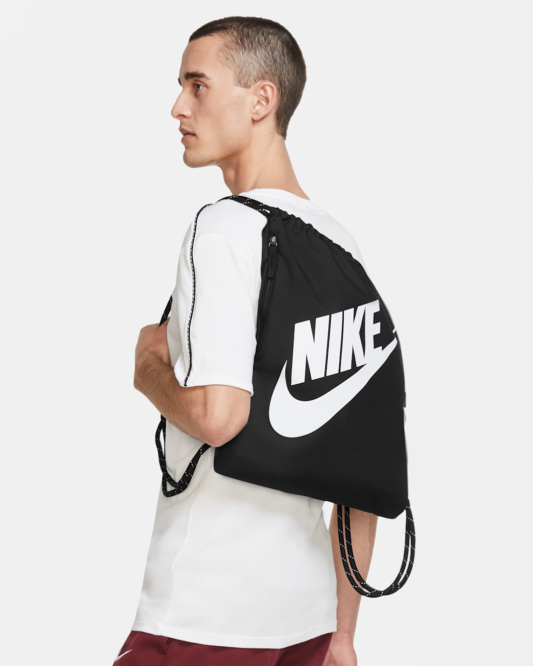 Nike Heritage Drawstring Bag (13L) - Black/Black/White
