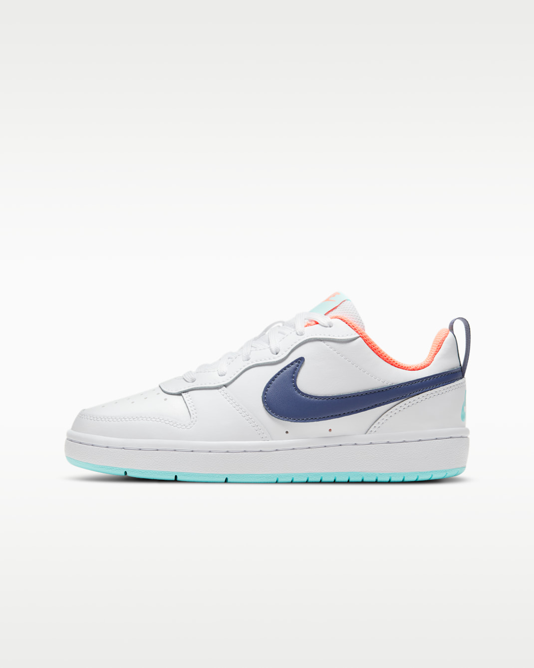 Calzado para niños grandes Nike Court Borough Low 2 - Blanco/Copa/Mango brillante/Polvo morado oscuro