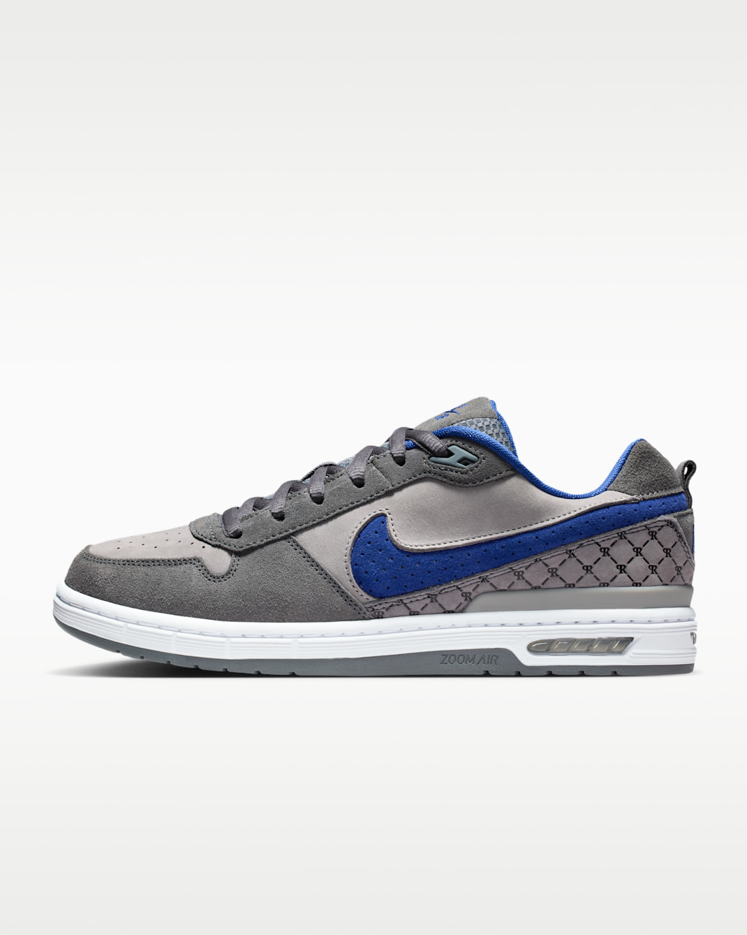 Nike SB Paul Rodriguez Zoom Air Low Skate Shoes - Flint Grey/Flint Grey/Medium Grey/Deep Royal Blue
