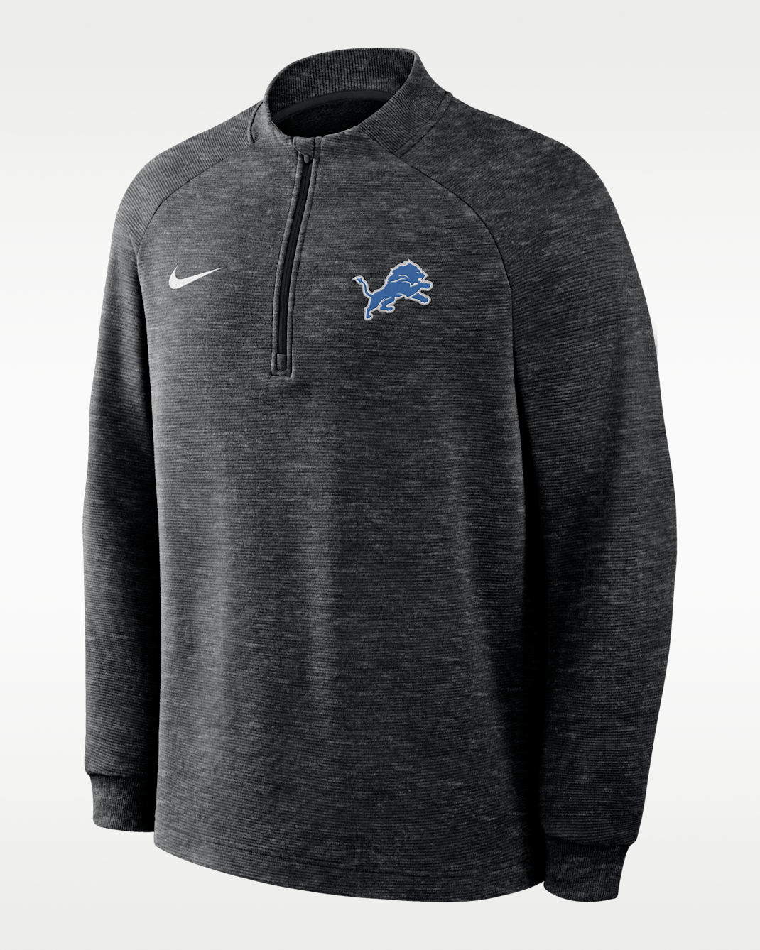 Sudadera Nike Therma-FIT de la NFL de medio cierre para hombre Detroit Lions Par - Negro jaspeado