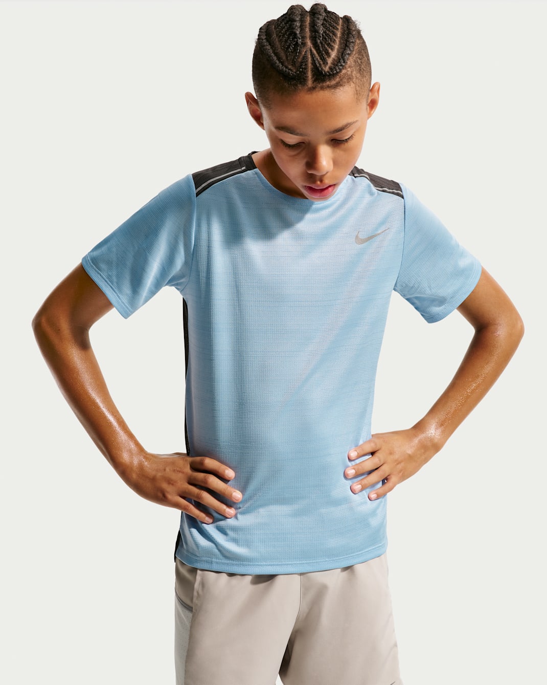 Haut à manches courtes Nike Miler pour pré-ado (garçon) - Psychic Blue/Anthracite