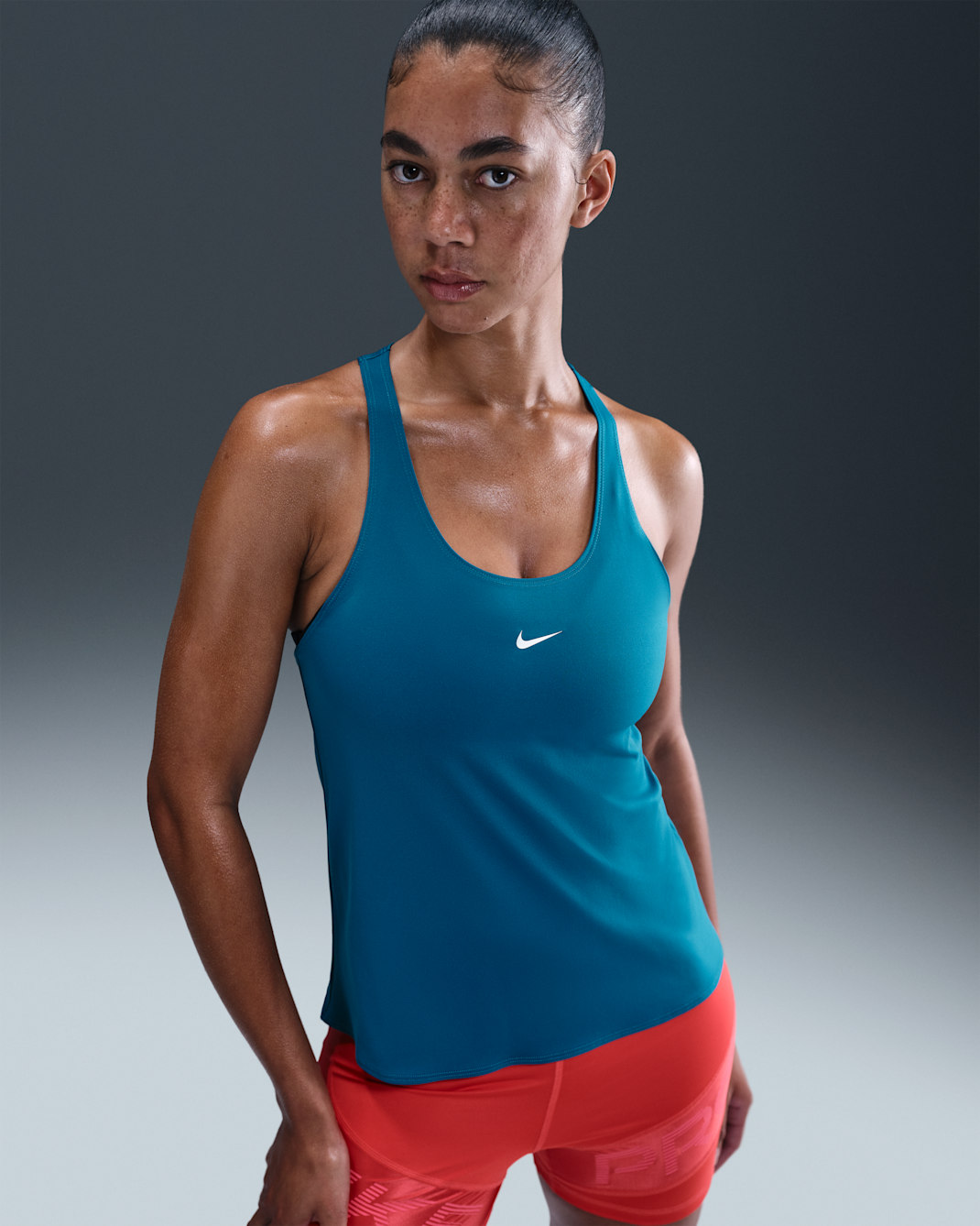 Camiseta de tirantes Dri-FIT para mujer Nike Pro - Verde abismo/Blanco