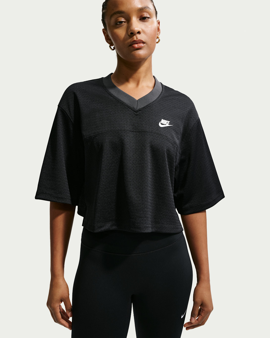 Jersey de malla cropped oversized Heritage para mujer Nike Sportswear - Negro/Antracita/Vela