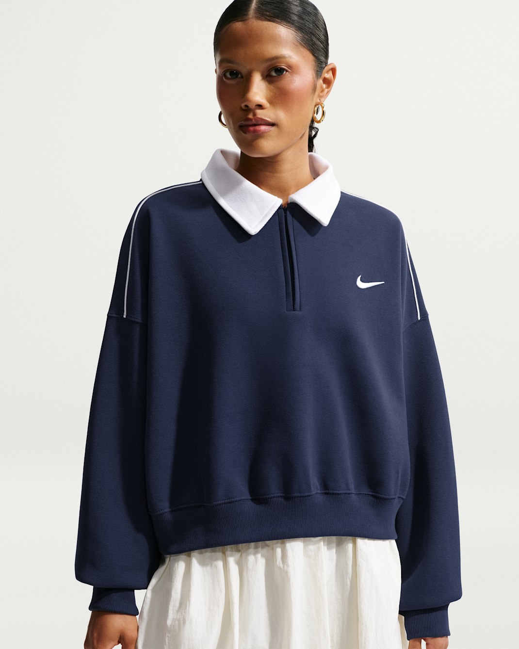 Nike Sportswear Women's 1/4-Zip Sweatshirt - Midnight Navy/White