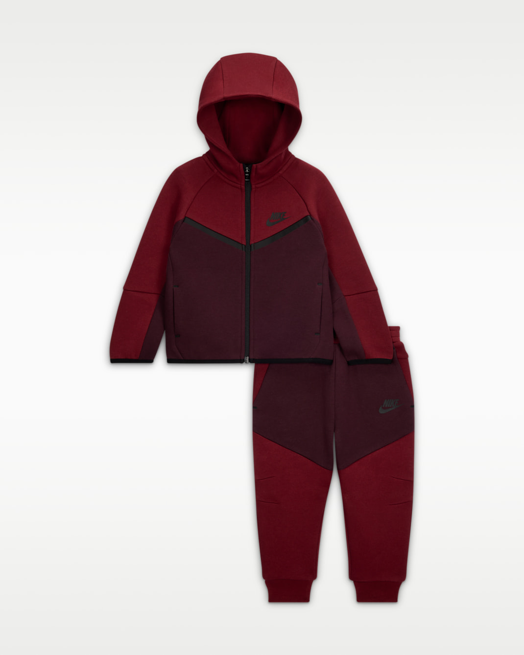 Conjunto de 2 piezas de Tech Fleece de cierre completo para bebé Nike Sportswear - Rojo universitario